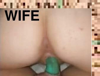 cul, femme, amateur, mature, énorme-bite, milf, rousse, point-de-vue, chevauchement, trou-du-cul