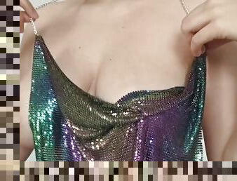 So hot boobs in shine bra