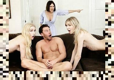 Stepbrother Says "If you two girls don't stop fucking around I'm gonna put a dick in you