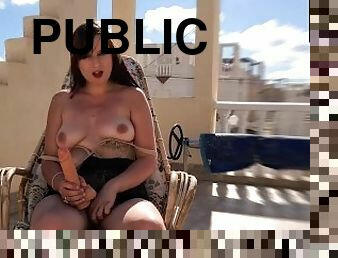 masturbation, public, jouet, pornstar, française, solo, brunette