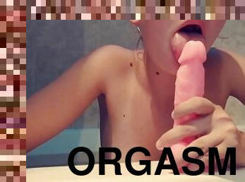 masturbation, orgasm, kvinnligt-sprut, amatör, brudar, tonåring, leksak, rödhårig, ensam, vått