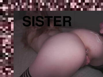 Stepsister In Stockings Lets Me Fuck Her Pussy And Cum On Her Ass