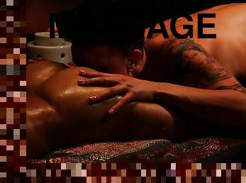 Hot tattooed girls are fucking during massage