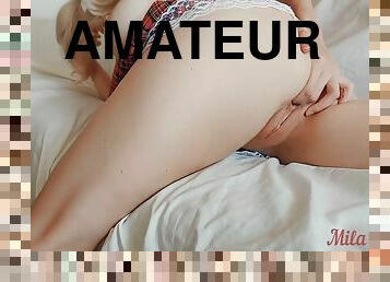 masturbation, amateur, ados, maison, française, doigtage, européenne, blonde, euro, lingerie