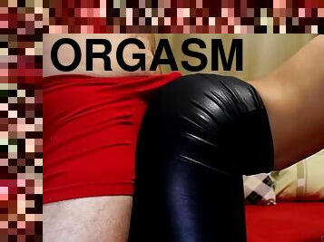 Leather leggings assjob doggystyle tight pants vpl