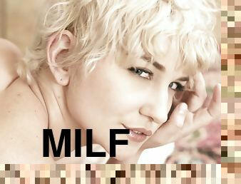 milf, doigtage, blonde, solo