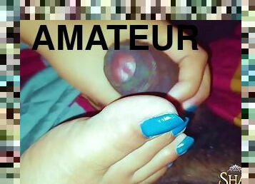 amateur, pieds, ejaculation, fétiche, branlette-avec-les-pieds