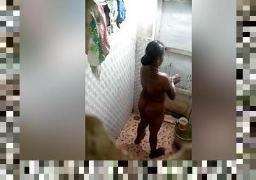 bañando, amateur, cámara, ducha, a-solas, morena, oculto