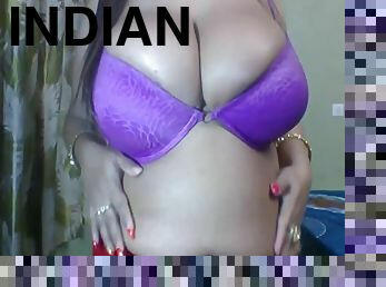 gros-nichons, amateur, jouet, indien, webcam, solo, brunette