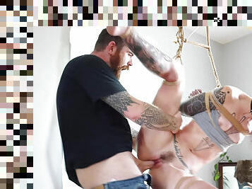 hardcore, bdsm, par, bondage, tatuering, hårt