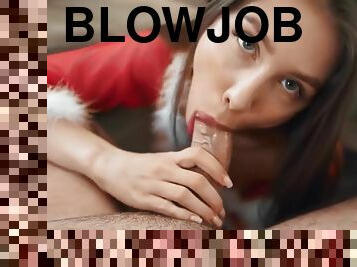 Emilia - Hot Brunette Gives Her Boyfriend A Christmas Blowjob