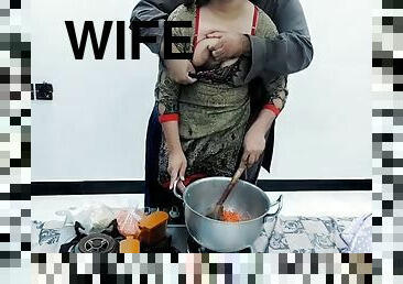 Pakistani village wife fucked in kitchen while cooking with clear hindi audio