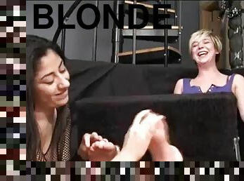 Sexy blonde tickling