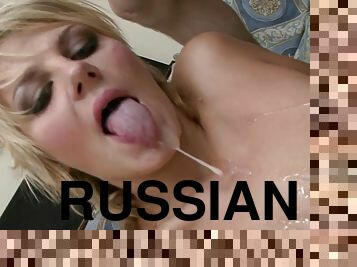 Russian blonde slut with curvy ass Natasha assfucked and gaped
