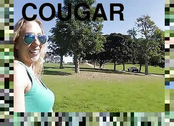 Hot blonde mom cougar gets cum on face in POV amateur clip