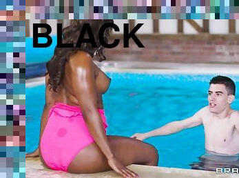 interracial, adolescente, estrela-porno, preto, a-três, caebça-vermelha, família, piscina, mãe-mother