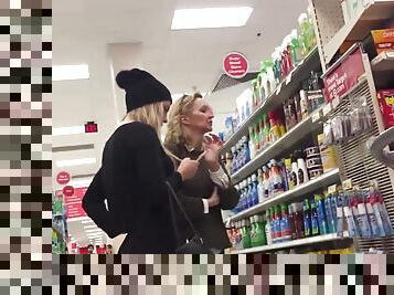 Sexy blonde chick gets caught on spy cam in the shop