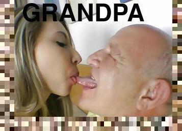 Teen Girl Kissing Old Grandpa