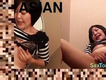 lovely asian masturbates and cums