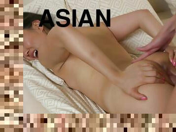 asiatique, chatte-pussy, naturel, jeans, exotique, petits-seins