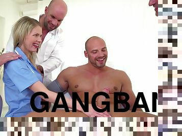 Horny nurse crazy DP gangbang sex video