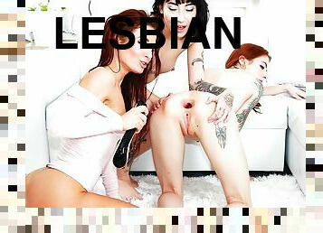 anal, lesbienne, hardcore, pornstar, trio, gode, hôtel, trou-du-cul