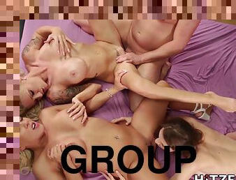 HITZEFREI Group Sex with three beautiful big bust German ladies - group