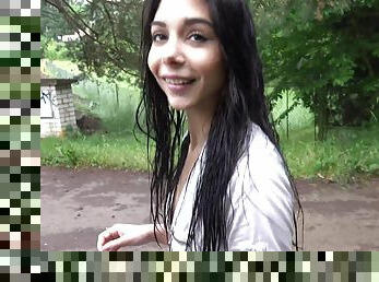 Petite Nymphette Sylva Fucks In The Woods For Money