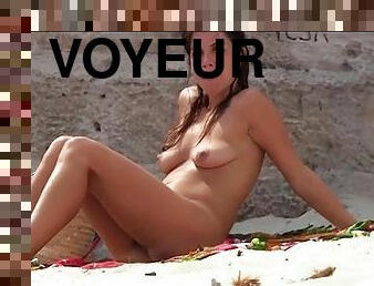 nudiste, public, cam, plage, voyeur