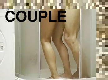 bañando, hardcore, pareja, bonita, ducha