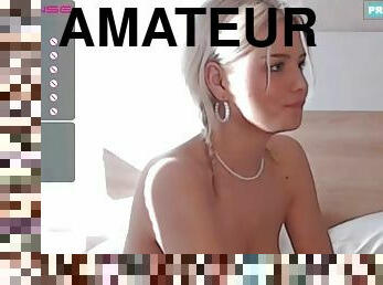 masturbation, amatör, tonåring, blond, dildo, ensam, retande