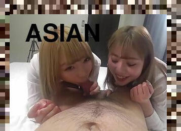 asiatique, fellation, énorme-bite, japonais, branlette, double, ejaculation, bite, glamour, pénétrante