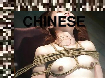 asiatique, masturbation, en-plein-air, public, bdsm, chinoise, bondage, petits-seins