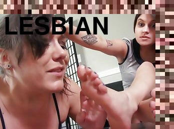 Lesbian foot worship domination video