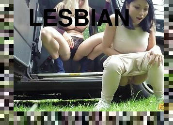 asia, mastubasi, di-tempat-terbuka, kencing, vagina-pussy, lesbian-lesbian, manis, dominasi-perempuan-dalam-sex, pukulan-di-pantat