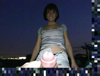 en-plein-air, public, amateur, fellation, point-de-vue, ejaculation, mignonne