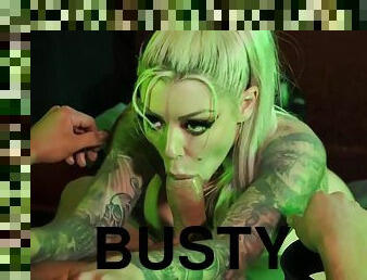 Tattooed busty MILF Karma Rx takes cock