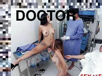 gros-nichons, infirmière, fellation, ejaculation-sur-le-corps, médecin, hardcore, latina, quatuor, gros-seins, fétiche