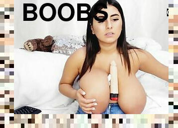 Curvy Latina Arial Carol - big dildo for monster boobs