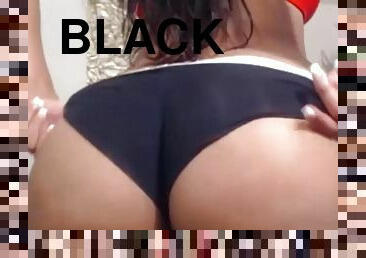 Black HUGE ASS shaking on webcam & solo ebony pussy rubdown