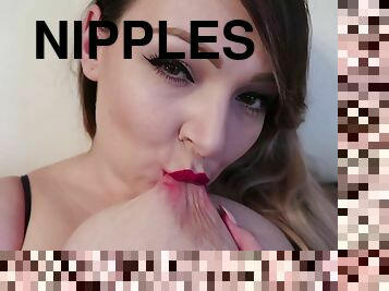 MB Nips - Blonde plays with monster tits & sucks on big nipples - close up boob play