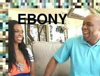 Posh Ebony Princess Jerks Off Thick Dick Of Bald Burly Daddy