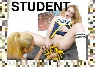 sweet cheerleaders love Selena Sosa & Amber Gray licking pussy