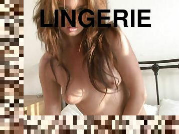 vieux, ados, rousse, décapage, horny, lingerie, assez, plus-agée, parfait, solo