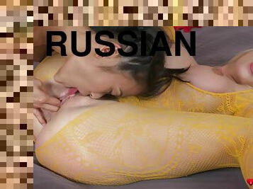 Russian Young Lady And Petite Asian Chick Go Lesbian