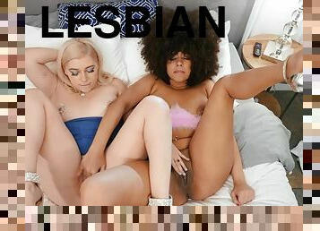 Finally, We're Alone - Gia Oh My Interracial lesbian pussy fingering with blonde and ebony babes