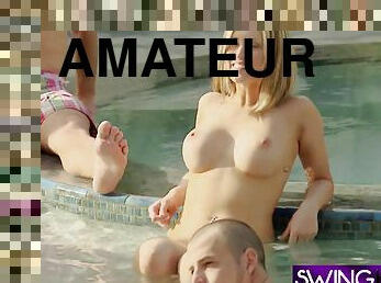 orgie, échangistes-et-libertins, amateur, couple, sexe-de-groupe, piscine, réalité