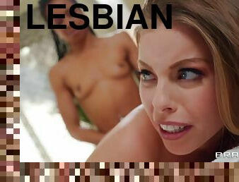 Lesbian masseur Kira Noir wants wet pussy of Britney Amber