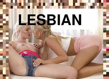 fitta-pussy, lesbisk, stripp, blond, särande