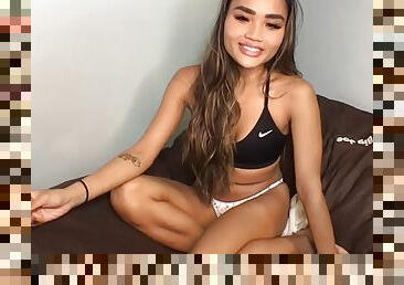 asiatique, masturbation, amateur, ados, jouet, culotte, horny, lingerie, webcam, solo